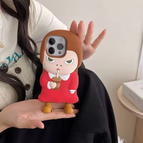 iPhone 16 Pro Max Case,Sassy Girl with Drink 3D Silicone Case,Funny & Protective - Picture 1 of 8